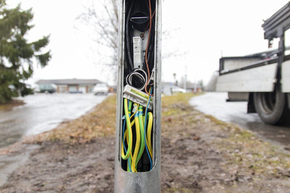An electrical connector inside a light pole